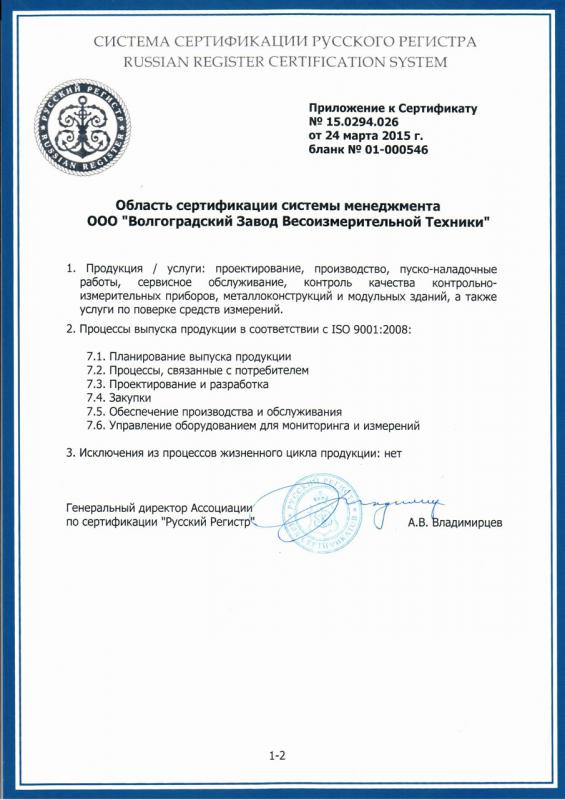 Сертификат ISO 9001 приложение 2015