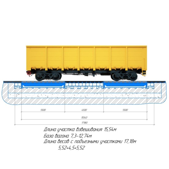 Весы вагонные БАМ(У) бесфундаментные 150-15,5 (до 150 тонн; платф. 15,5 м), без ВСП, CI-200A. БАМ "Бесфундаментные"